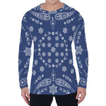 Blue Paisley Bandana Print Men's Long Sleeve T-Shirt