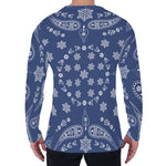 Blue Paisley Bandana Print Men's Long Sleeve T-Shirt