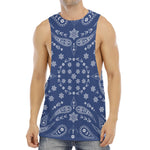 Blue Paisley Bandana Print Men's Muscle Tank Top