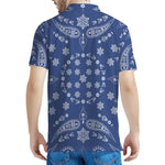 Blue Paisley Bandana Print Men's Polo Shirt