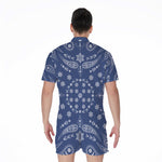 Blue Paisley Bandana Print Men's Rompers