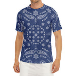 Blue Paisley Bandana Print Men's Short Sleeve Rash Guard