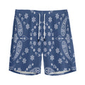 Blue Paisley Bandana Print Men's Athletic Shorts