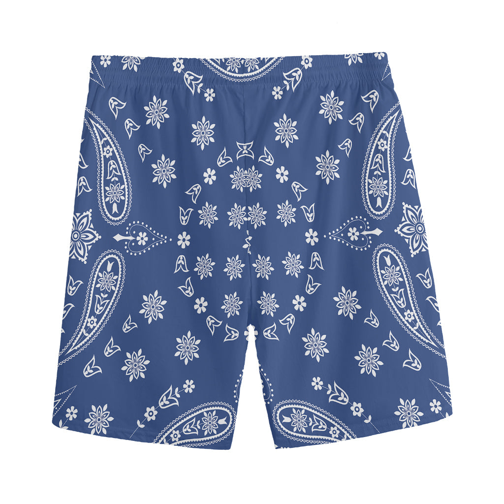 Blue Paisley Bandana Print Men's Sports Shorts