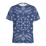 Blue Paisley Bandana Print Men's Sports T-Shirt