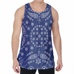 Blue Paisley Bandana Print Men's Velvet Tank Top