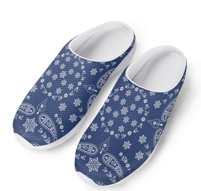 Blue Paisley Bandana Print Mesh Casual Shoes