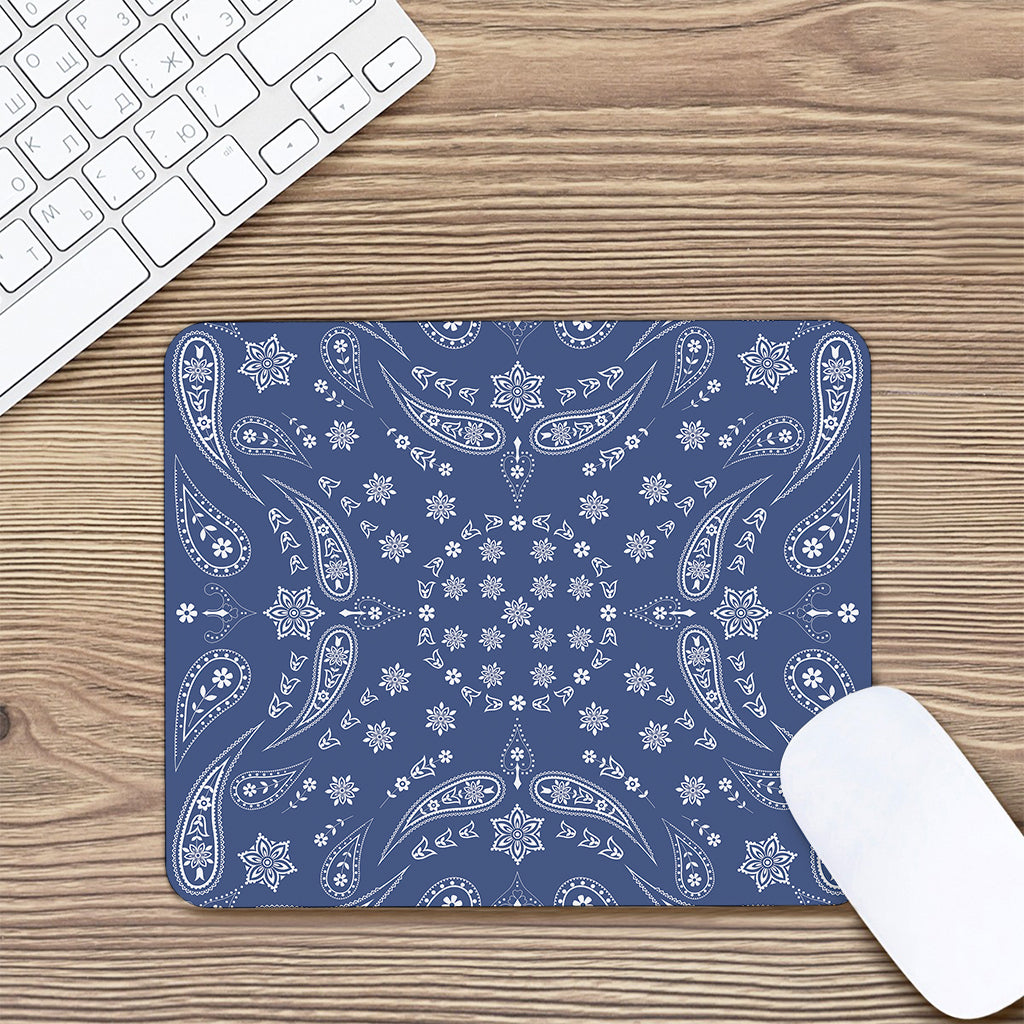 Blue Paisley Bandana Print Mouse Pad