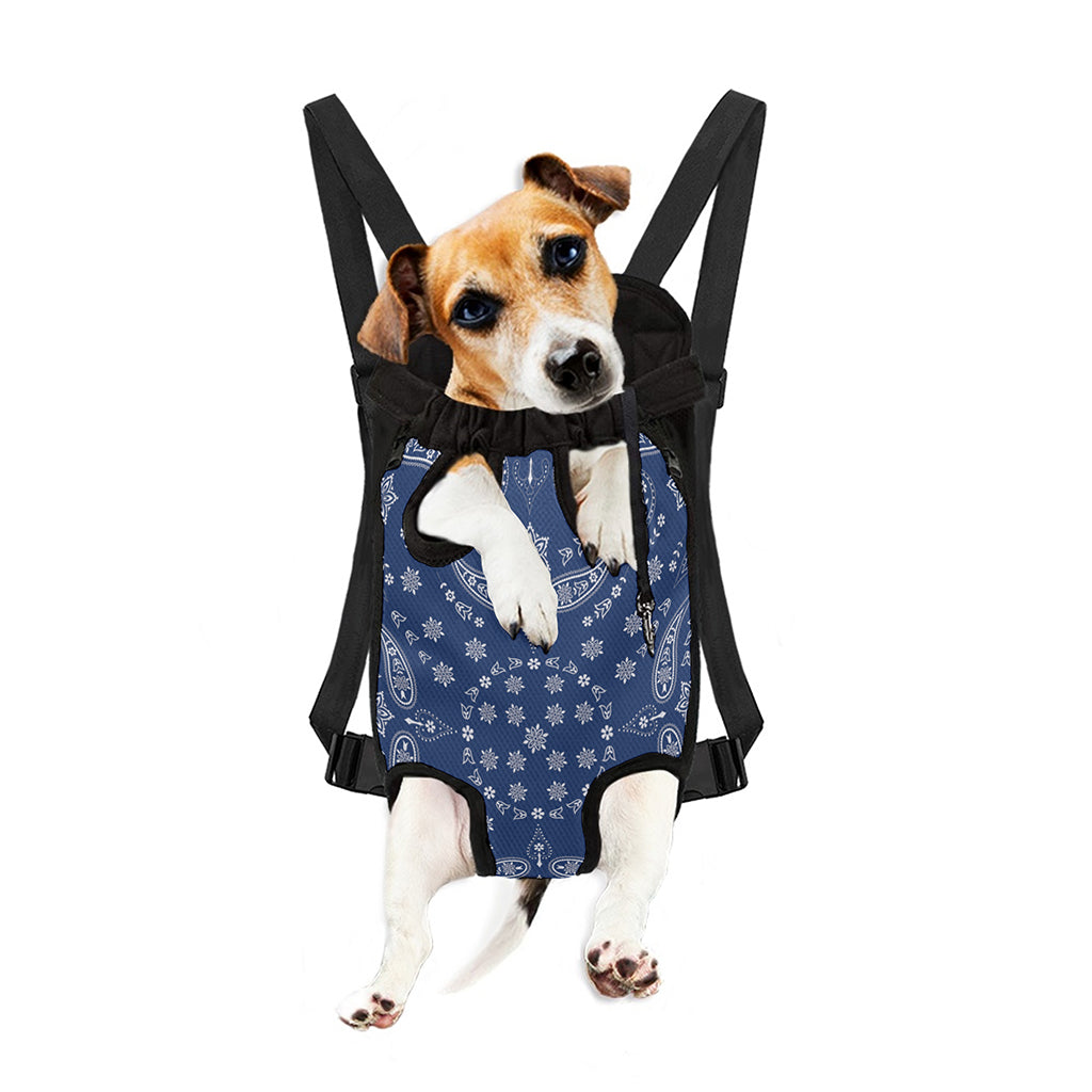 Blue Paisley Bandana Print Pet Carrier Backpack