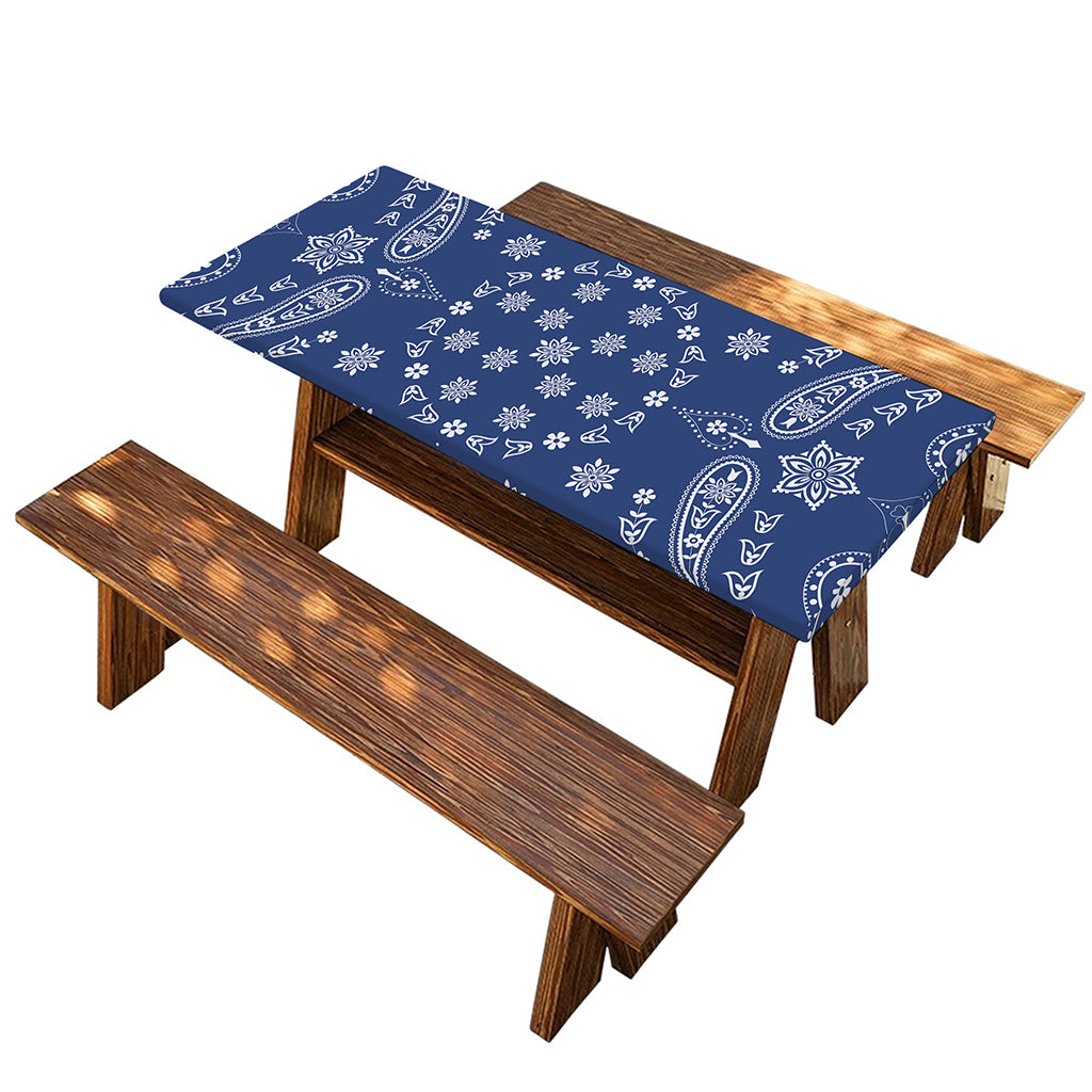 Blue Paisley Bandana Print Picnic Table Cover