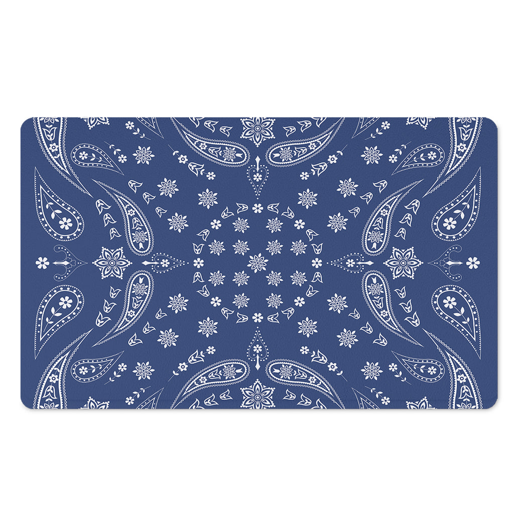 Blue Paisley Bandana Print Polyester Doormat