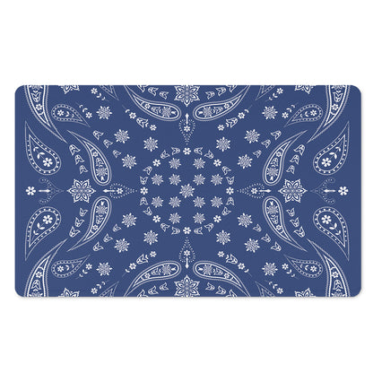 Blue Paisley Bandana Print Polyester Doormat