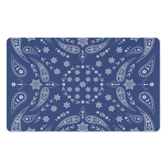 Blue Paisley Bandana Print Polyester Doormat