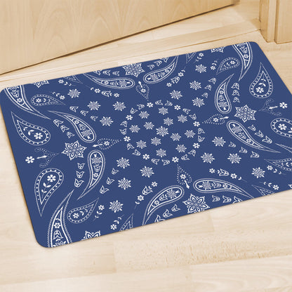 Blue Paisley Bandana Print Polyester Doormat