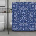 Blue Paisley Bandana Print Polyester Shower Curtain