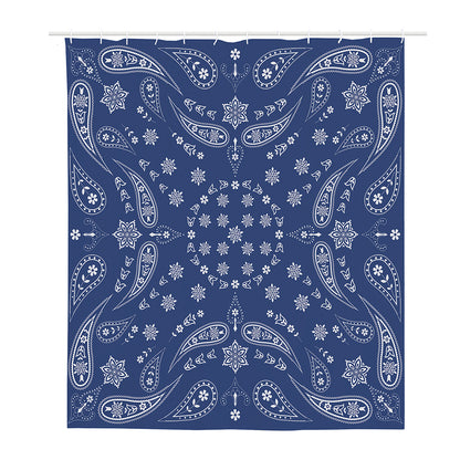Blue Paisley Bandana Print Polyester Shower Curtain
