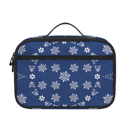 Blue Paisley Bandana Print Portable Lunch Bag