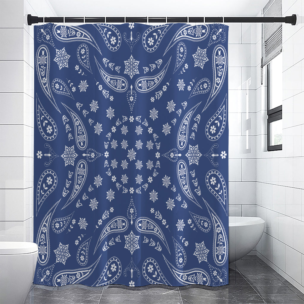 Blue Paisley Bandana Print Premium Shower Curtain