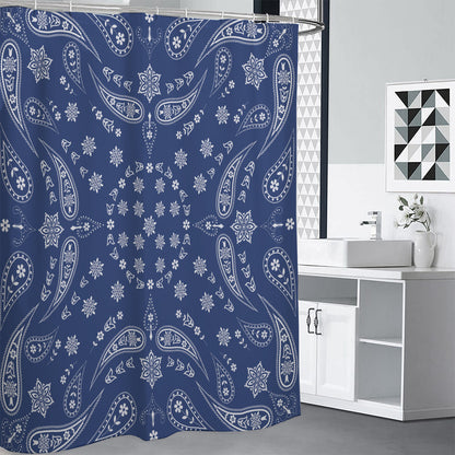 Blue Paisley Bandana Print Premium Shower Curtain