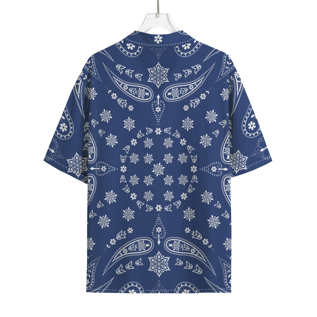 Blue Paisley Bandana Print Rayon Hawaiian Shirt