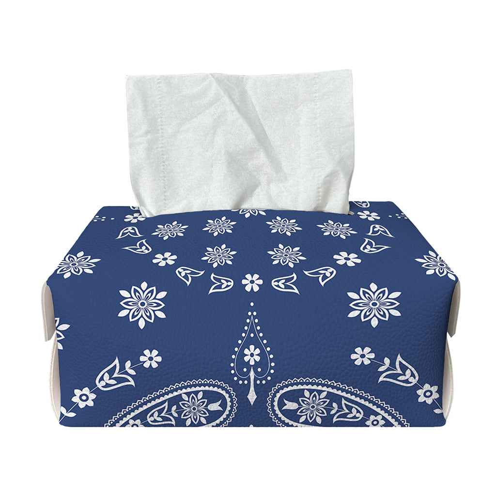 Blue Paisley Bandana Print Rectangle Tissue Box Cover