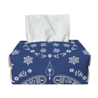Blue Paisley Bandana Print Rectangle Tissue Box Cover