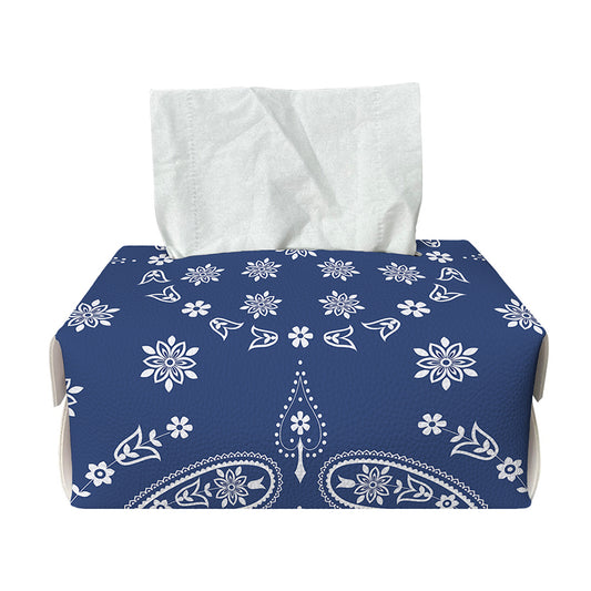 Blue Paisley Bandana Print Rectangle Tissue Box Cover
