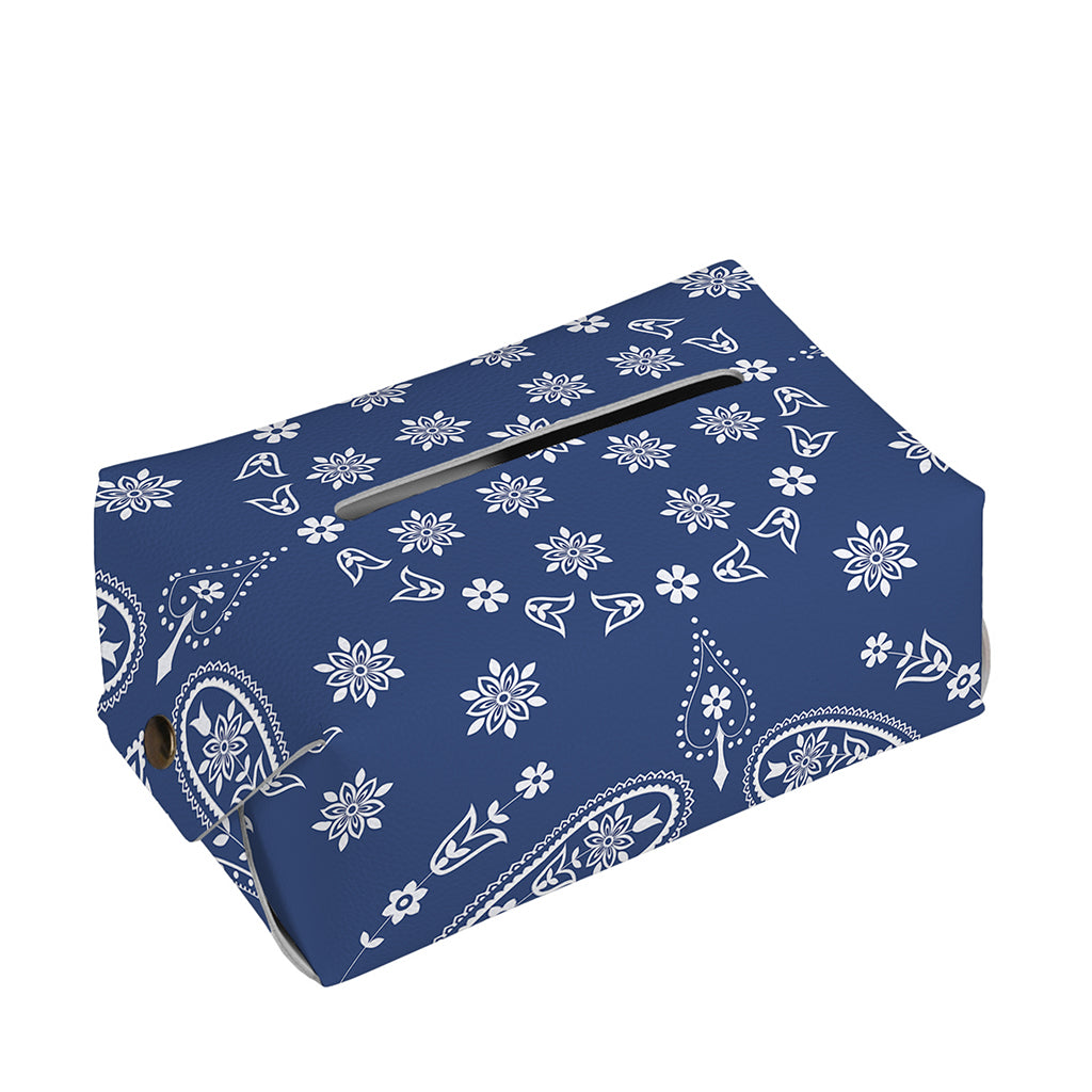 Blue Paisley Bandana Print Rectangle Tissue Box Cover
