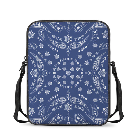 Blue Paisley Bandana Print Rectangular Crossbody Bag