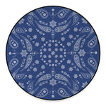 Blue Paisley Bandana Print Round Floor Mat