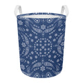 Blue Paisley Bandana Print Round Laundry Basket