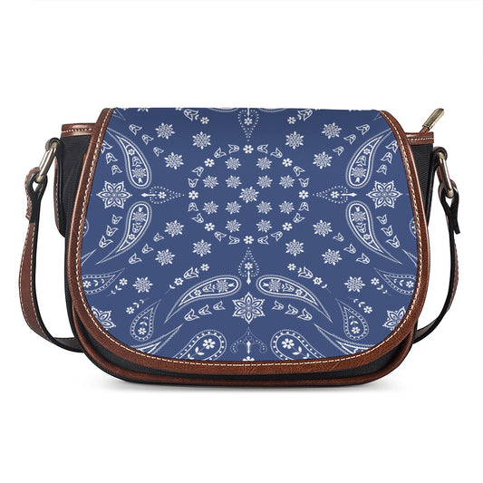 Blue Paisley Bandana Print Saddle Bag