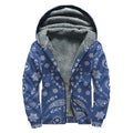 Blue Paisley Bandana Print Sherpa Lined Zip Up Hoodie