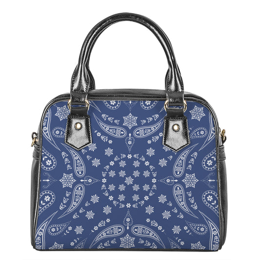 Blue Paisley Bandana Print Shoulder Handbag