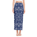 Blue Paisley Bandana Print Side Slit Maxi Skirt