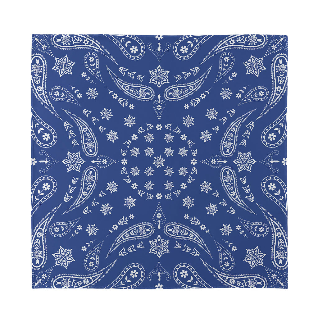 Blue Paisley Bandana Print Silk Bandana
