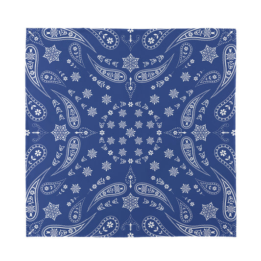 Blue Paisley Bandana Print Silk Bandana