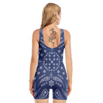 Blue Paisley Bandana Print Sleeveless One Piece Swimsuit