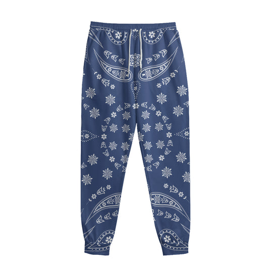 Blue Paisley Bandana Print Sweatpants