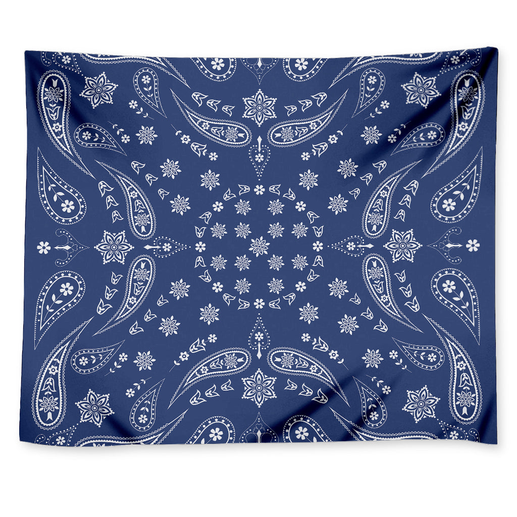Blue Paisley Bandana Print Tapestry