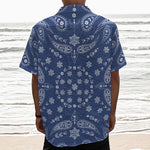 Blue Paisley Bandana Print Textured Short Sleeve Shirt