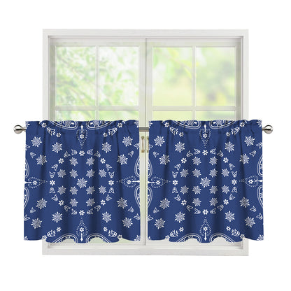 Blue Paisley Bandana Print Tier Curtains