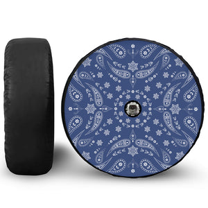 Blue Paisley Bandana Print Tire Cover With Camera Hole