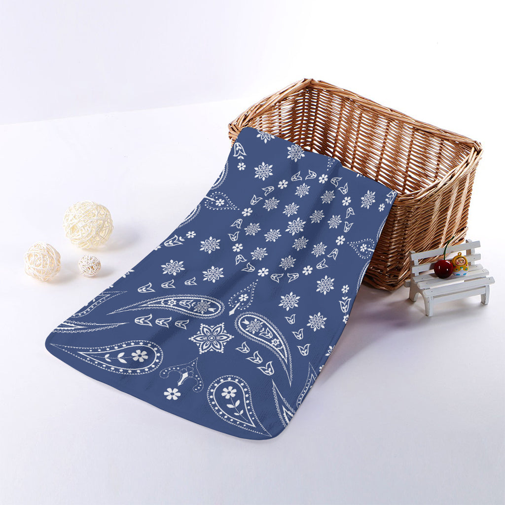 Blue Paisley Bandana Print Towel