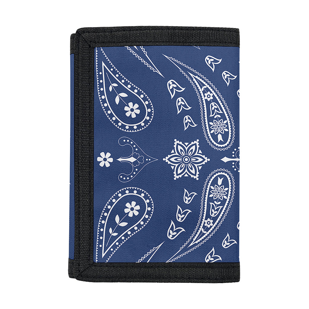 Blue Paisley Bandana Print Trifold Wallet