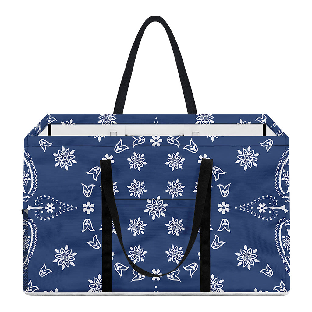 Blue Paisley Bandana Print Utility Tote Bag