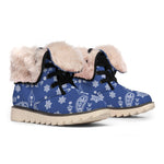 Blue Paisley Bandana Print Winter Boots
