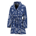Blue Paisley Bandana Print Women's Bathrobe