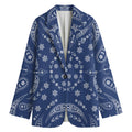 Blue Paisley Bandana Print Women's Cotton Blazer