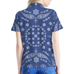 Blue Paisley Bandana Print Women's Polo Shirt